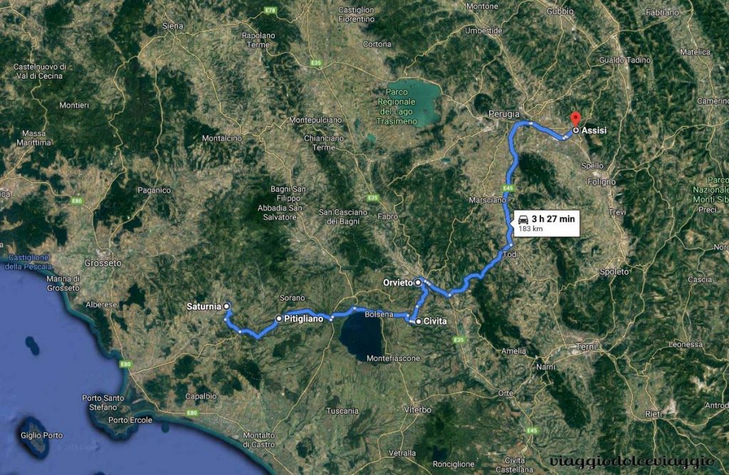 Itinerario in moto dell'Italia centrale