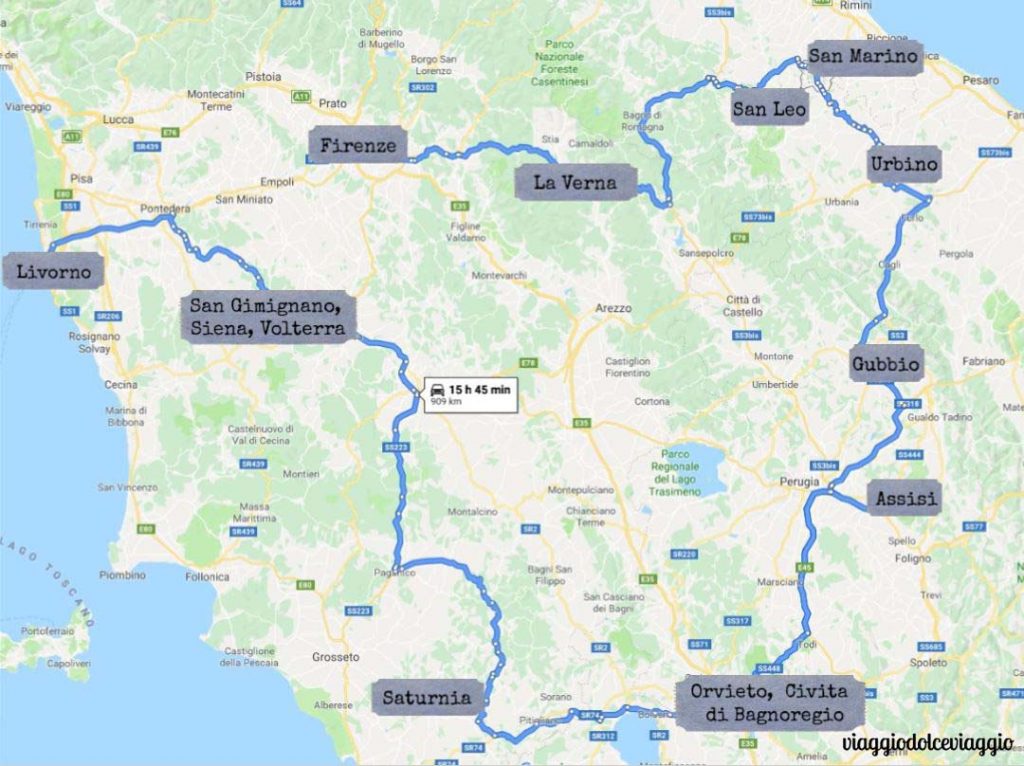 Itinerario dell'Italia centrale
